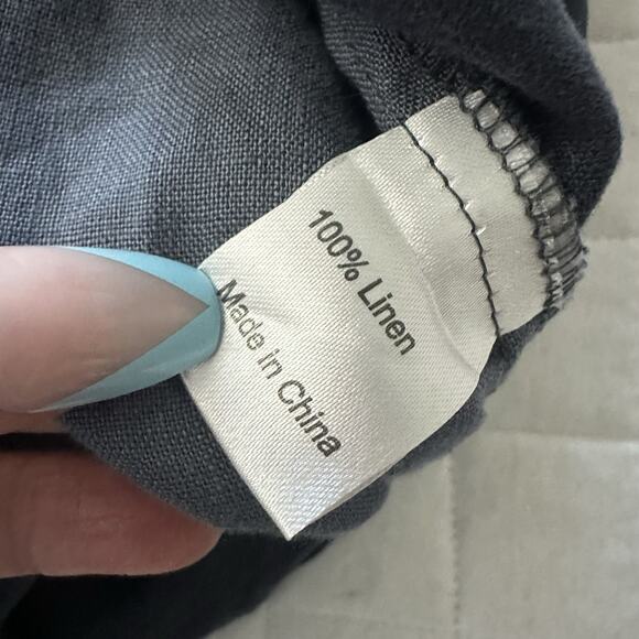 PEACOCK WAYS Dress Womens Large Blue Linen Shift Pleated Embroidered Lagenlook - Picture 7 of 11